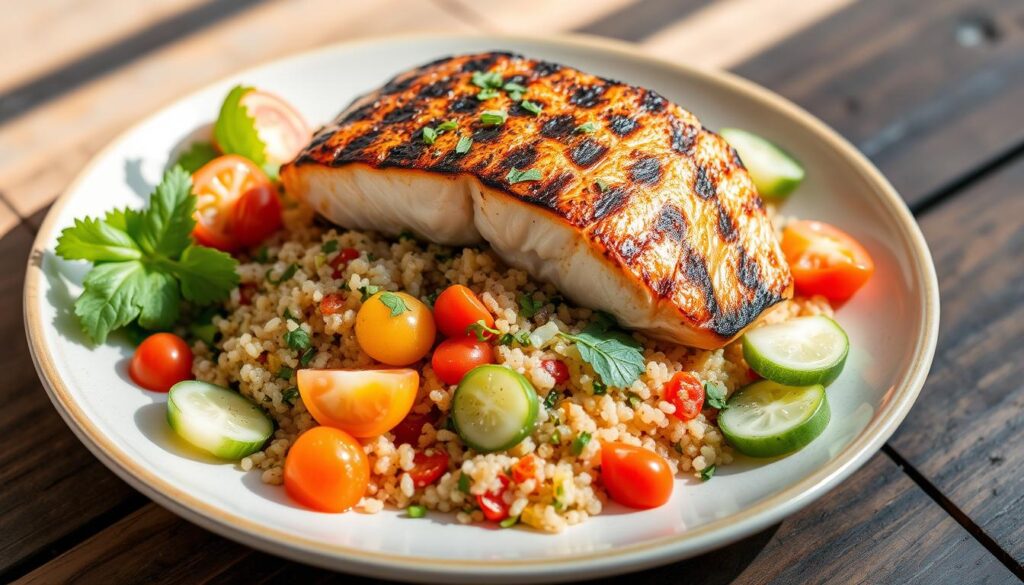 Grilled Salmon with Quinoa Salad recipe