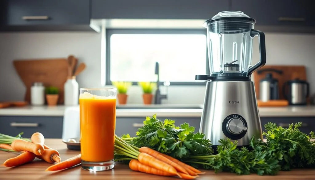 Juicer and blender for making carrot juice