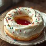 Pastry With Frosting and Jelly Filling in Ring Shape