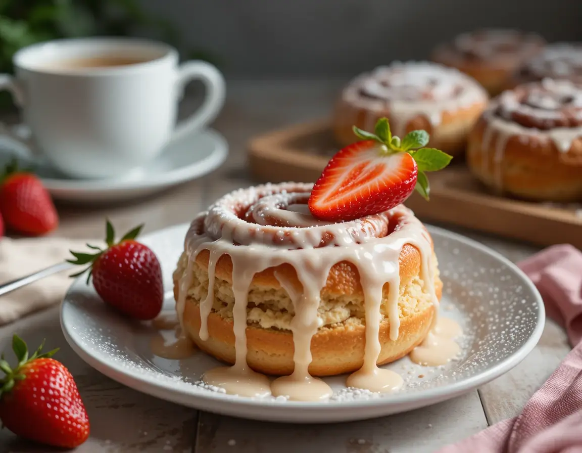 Single Strawberry Cinnamon Rolls