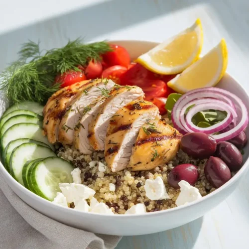 Mediterranean Lemon-Dill Chicken Bowls