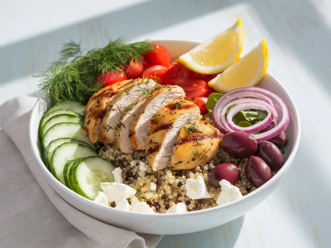 Mediterranean Lemon-Dill Chicken Bowls