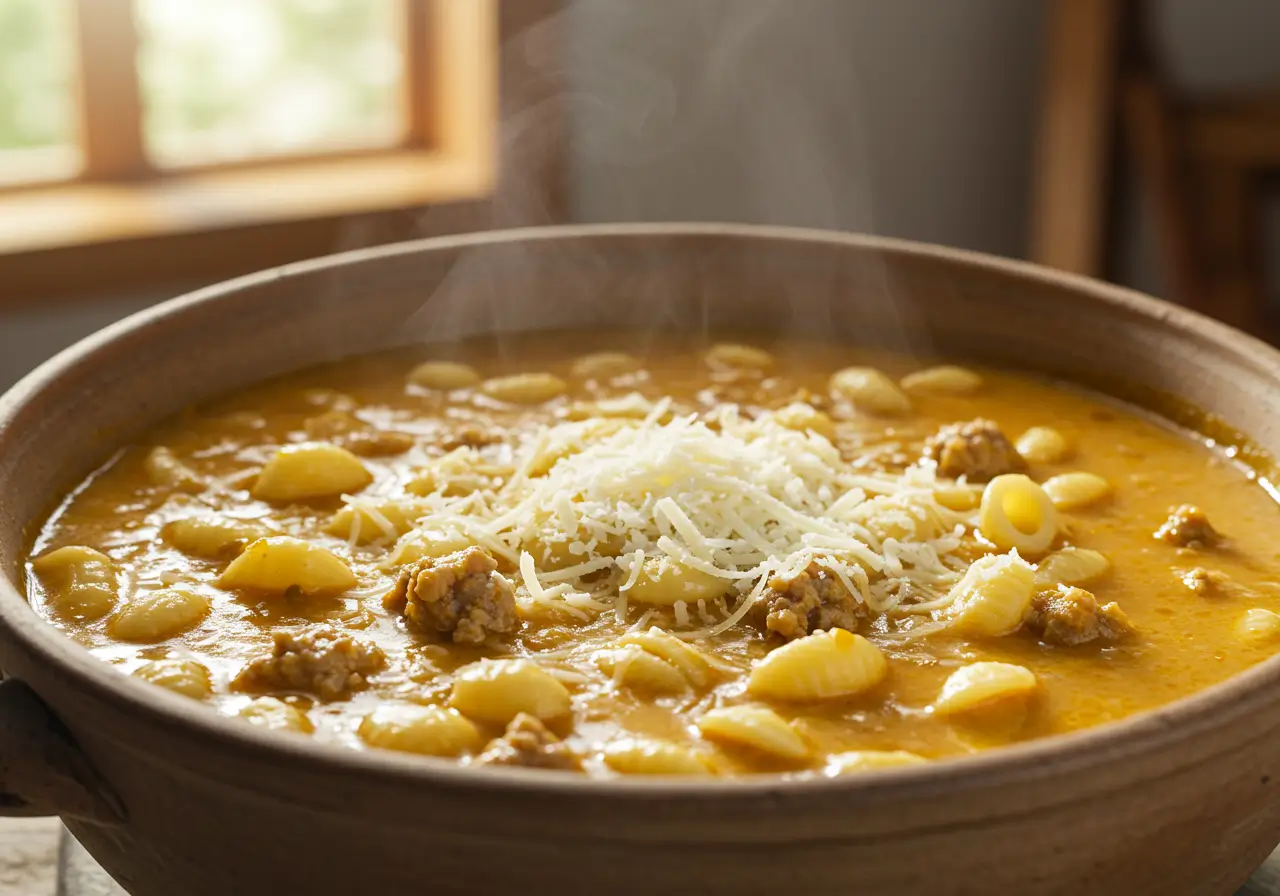 Creamy Parmesan Italian Sausage Ditalini Soup