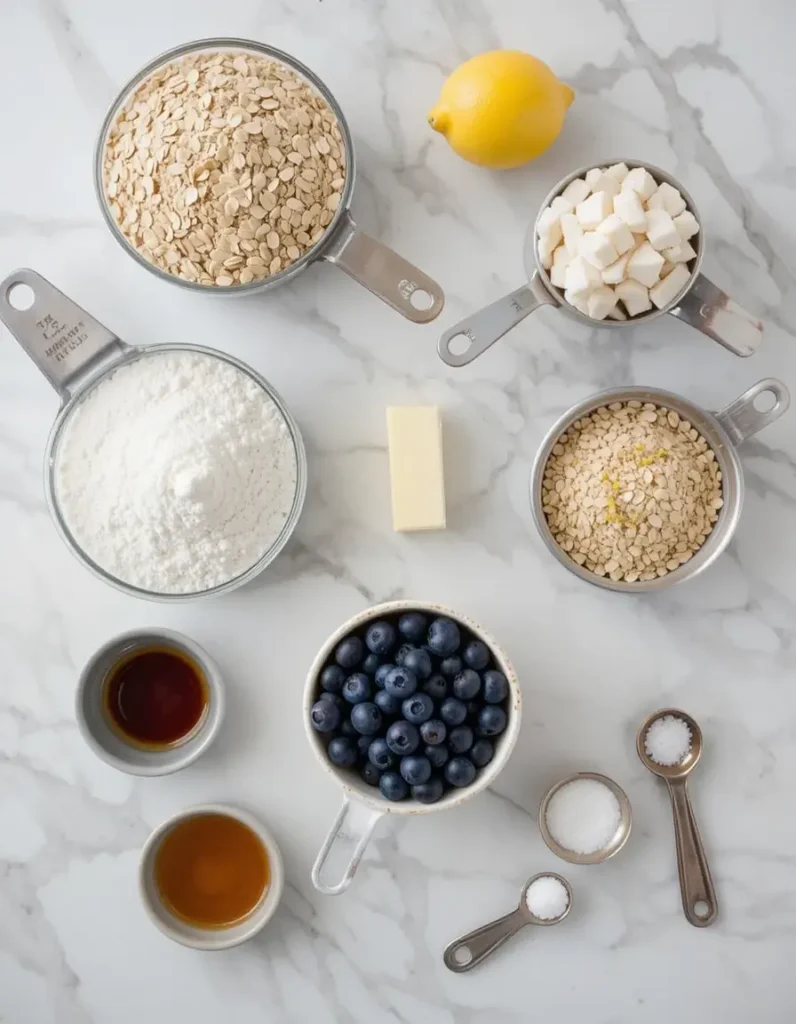 ingredients for blueberry oatmeal bars