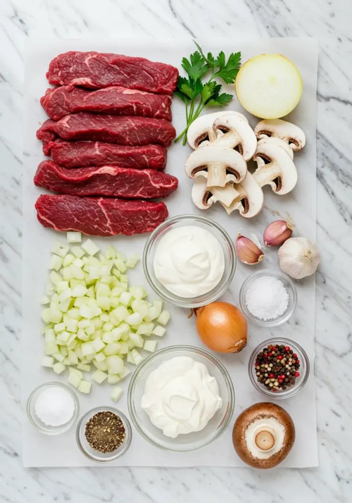 Gordon Ramsay's famous beef stroganoff ingredients