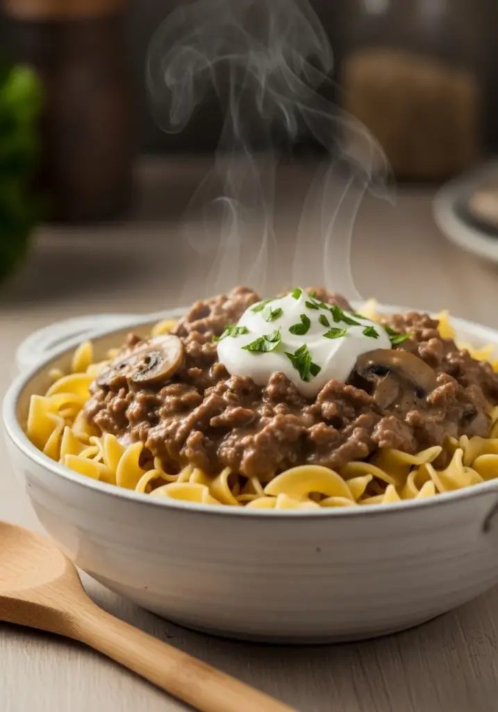 Ground Beef Stroganoff final dish