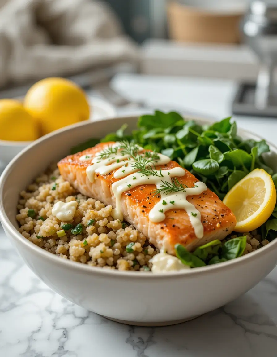 salmon quinoa bowl