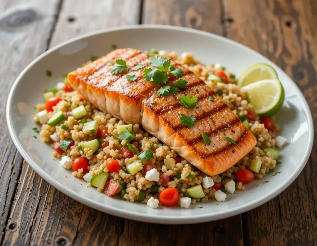 Grilled Salmon with Quinoa Salad recipe