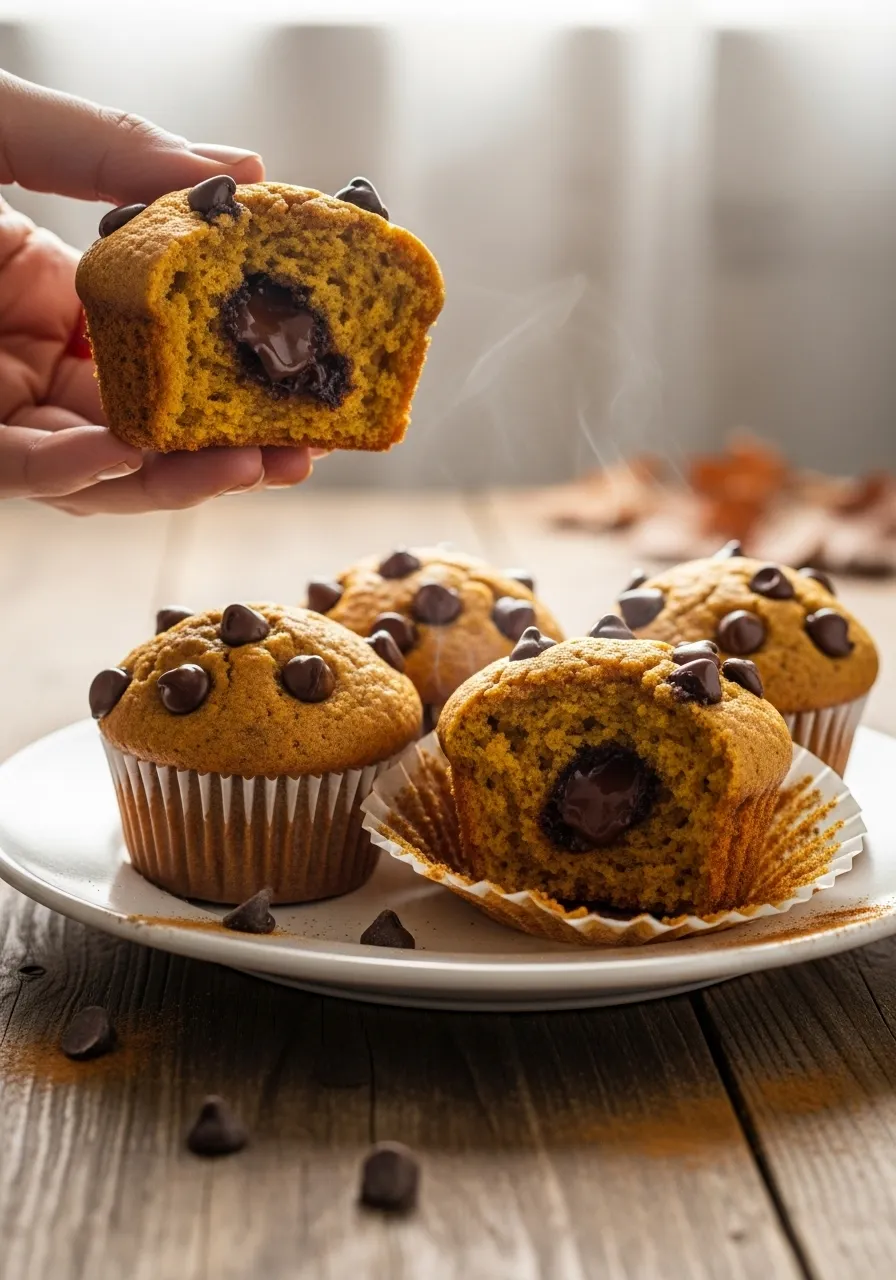 Pumpkin Chocolate Chip Muffins for Fall Breakfast