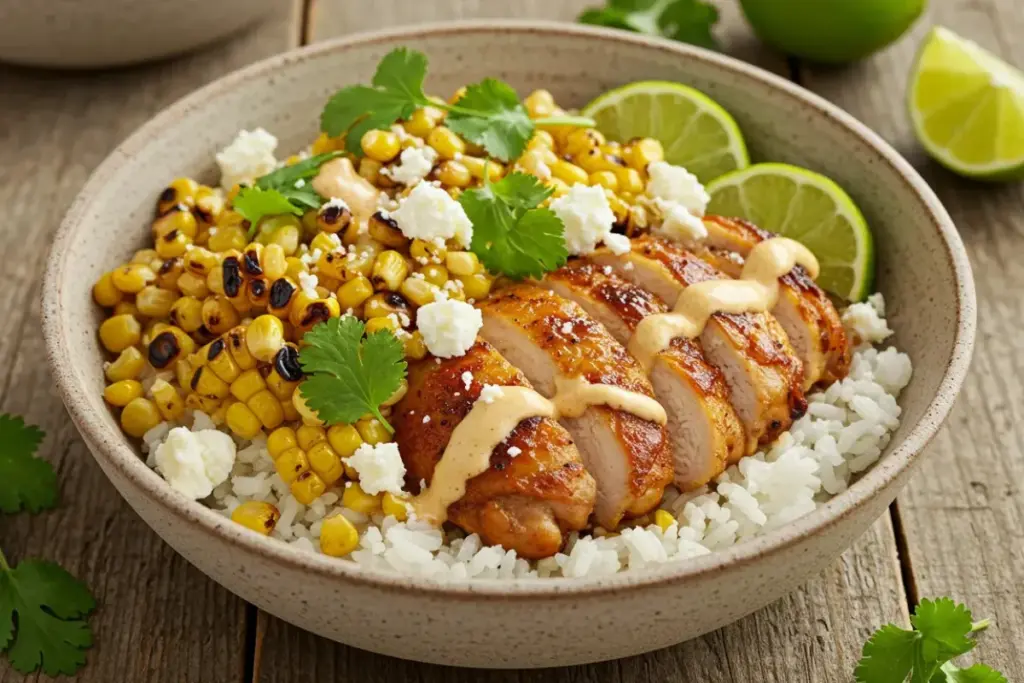 Street Corn Chicken Rice Bowl