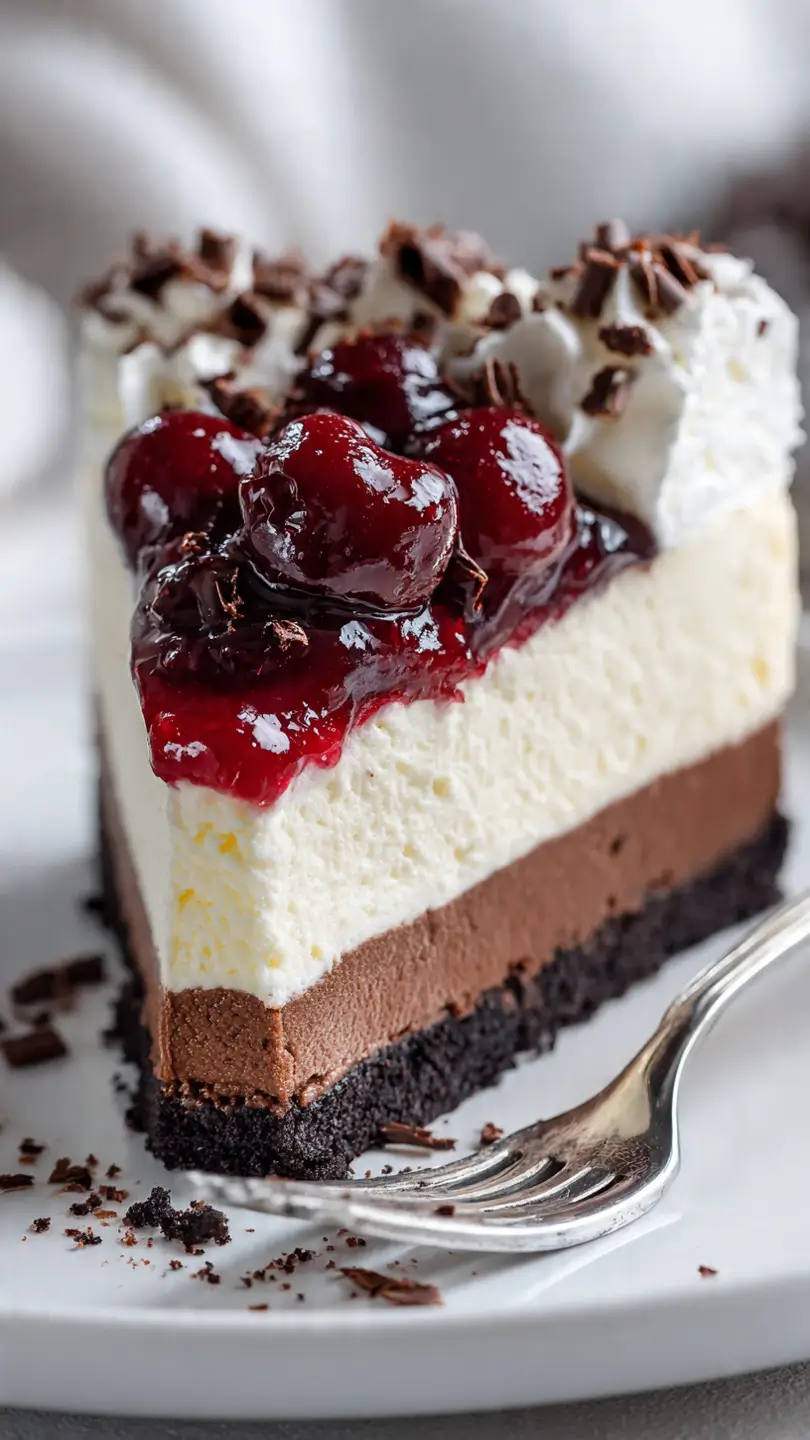 Black Forest Cheesecake Slice Closeup